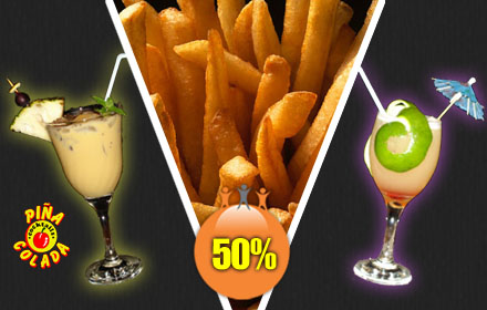Noite maravilhosa no Piña Colada com 50% de desconto!! 2 Drinks + 1 porção de Batatas Fritas por apenas R$11,90