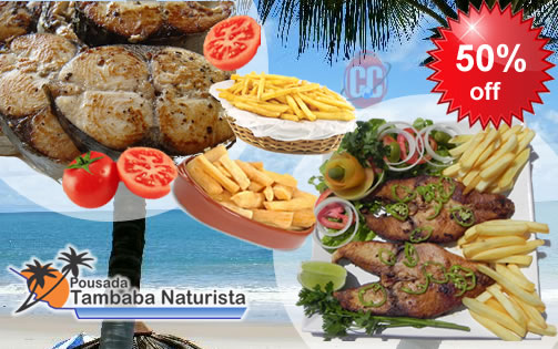 Delícias do Paraíso, aproveite esta promoção e conheça Tambaba! 50% de Desconto em Peixe em Posta + Batata ou macaxeira Frita + Salada, no Bar e Restaurante da Pousada Tambaba Naturista.(De R$40,00 por R$20,00)